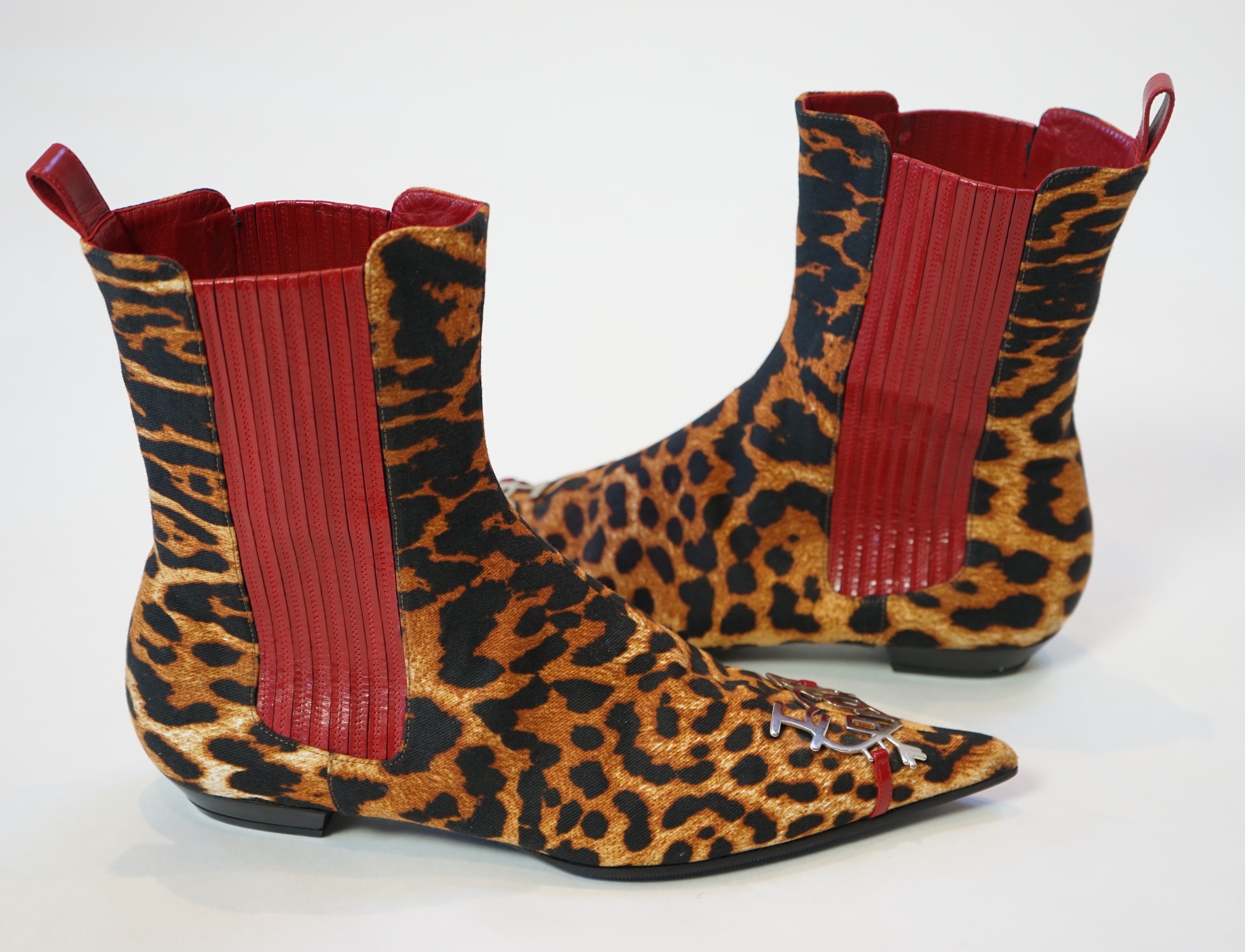 A pair of Christian Dior, Hardcore Collection, lady's leopard canvas ankle boots, size EU 40